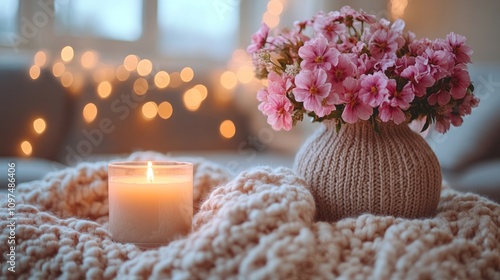 Cozy autumn scene with cand...