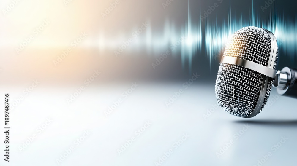 Obraz premium Microphone and Sound Waves