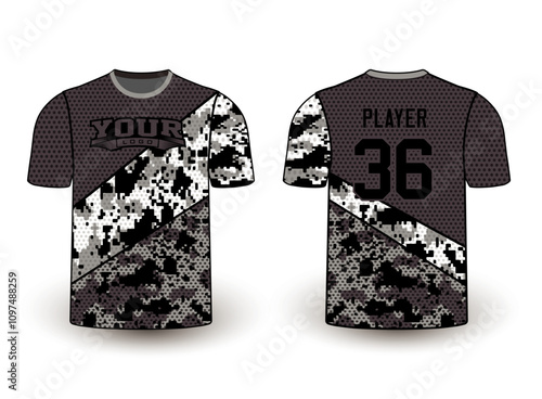 All sports player jersey design with an elegant edgy and wild look. Sports gear template mockup perfect fit for all sports. The designs that go on casual wear, shirts, fashion apparel, and all kind 