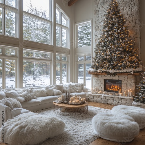 Cozy Winter Living Room Wit...