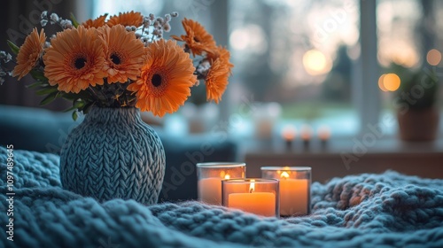 Orange gerbera flowers in a...