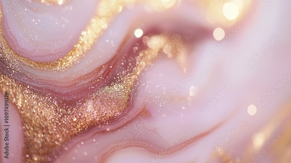 Fototapeta premium Ethereal Abstract Background with Soft Pastel Colors and Sparkling Gold Accents for Creative Projects