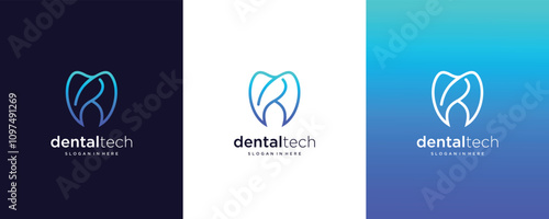 Dental leaf initial letter R Design logo modern