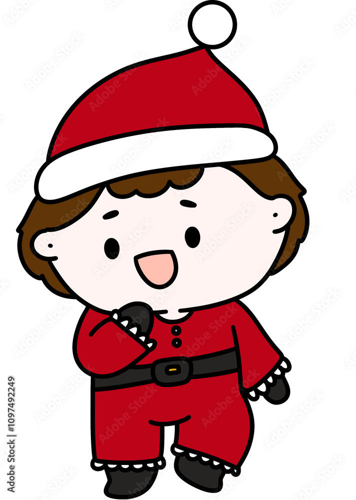 Christmas costumes Cute, Kids, Children, Clipart, PNG, Transparent, Holiday, Festive, Costume, Santa, Red, Cartoon, Doodle, Illustration