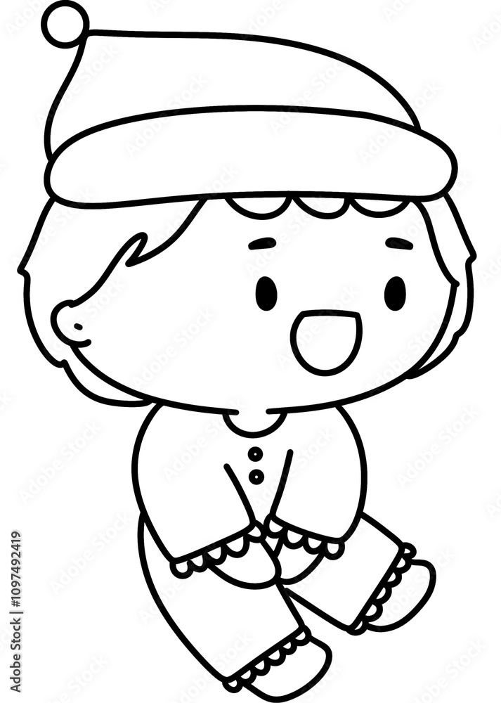 Naklejka premium Christmas costumes Cute, Kids, Children, Clipart, PNG, Transparent, Holiday, Festive, Costume, Santa, Red, Cartoon, Doodle, Illustration