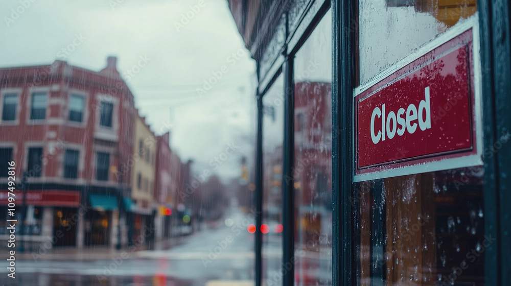 Obraz premium Closed boutique storefront with elegant window display, symbolizing the end of a day and the anticipation of a new beginning