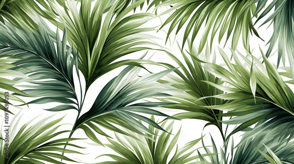 Lush green palm leaves nature scene decorative art bright environment close-up view tropical concept for home decor Lush green palm leaves nature scene decorative art bright environment close-up view tropical concept for home decor