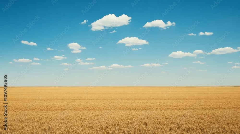 Golden Wheat Field Under a Blue Sky Golden Wheat Field Under a Blue Sky