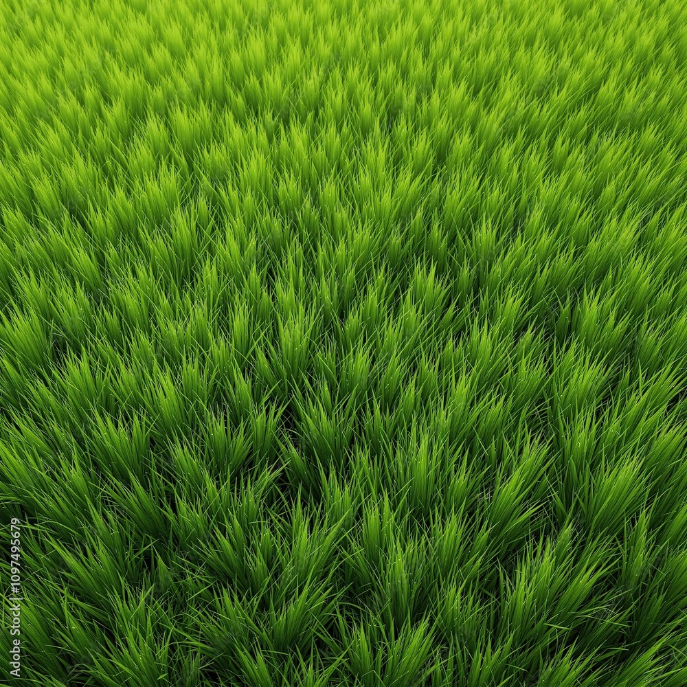 Obraz premium Close-up of artificial grass blades with a subtle sheen on the surface, foliage, natural look