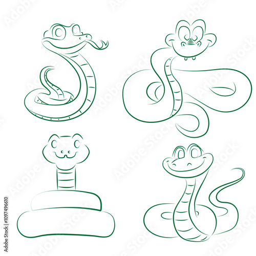set 2 of funny snakes symbol of the year 2025