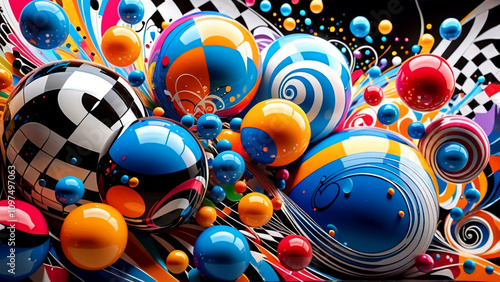 Fototapeta Naklejka Na Ścianę i Meble -  3d abstraction in the form of large bubbles