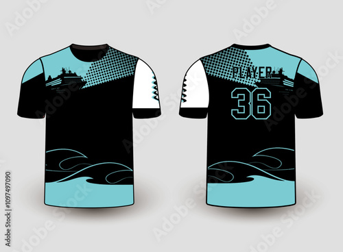 All sports player jersey design with an elegant edgy and wild look. Sports gear template mockup perfect fit for all sports. The designs that go on casual wear, shirts, fashion apparel, and all kind 