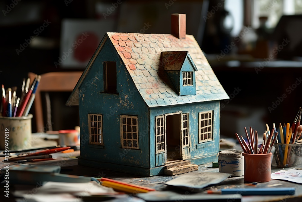 Dollhouse for kids, New year gift concept. Dollhouse for kids, New year gift concept.