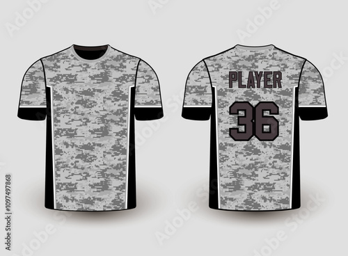 All sports player jersey design with an elegant edgy and wild look. Sports gear template mockup perfect fit for all sports. The designs that go on casual wear, shirts, fashion apparel, and all kind 