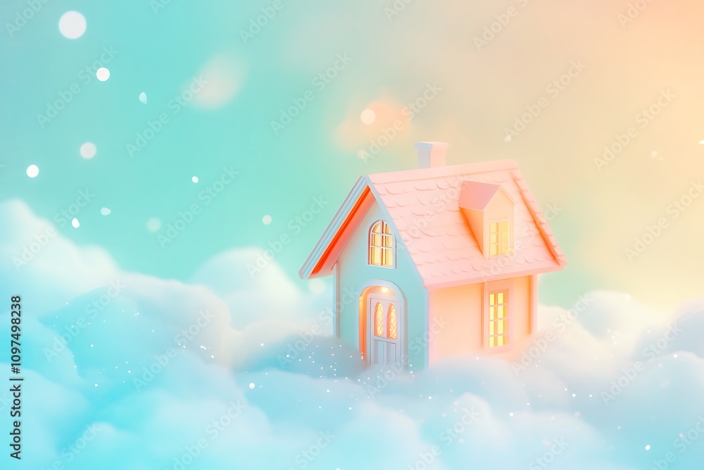 Naklejka premium Dollhouse for kids, New year gift concept.