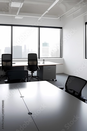 A modern open-plan office with diverse professionals collaborating at a table, featuring laptops, charts, and coffee cups. Natural light streams through large windows, creating a productive atmosphere