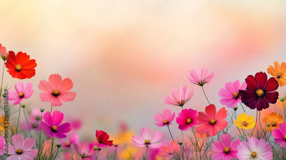 Cosmos Flower Field at Sunset Cosmos Flower Field at Sunset