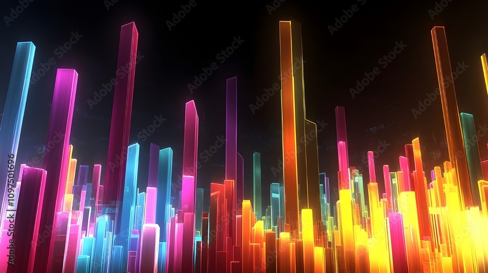 Abstract 3D rendering of a glowing financial chart. Abstract 3D rendering of a glowing financial chart.