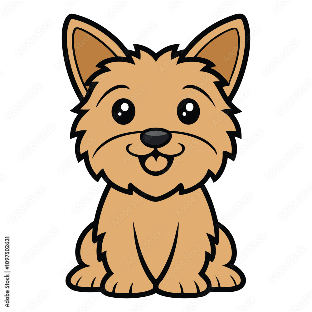Fototapeta premium Cute Baby Cartoon Cairn Terrier Dog Sitting Vector Illustration Design