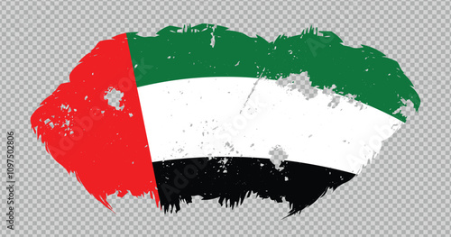 United Arab Emirates national flag with distressed stroke brush effect on isolated background