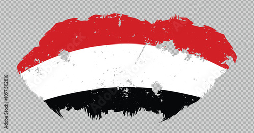 Yemen national flag with distressed stroke brush effect on isolated background