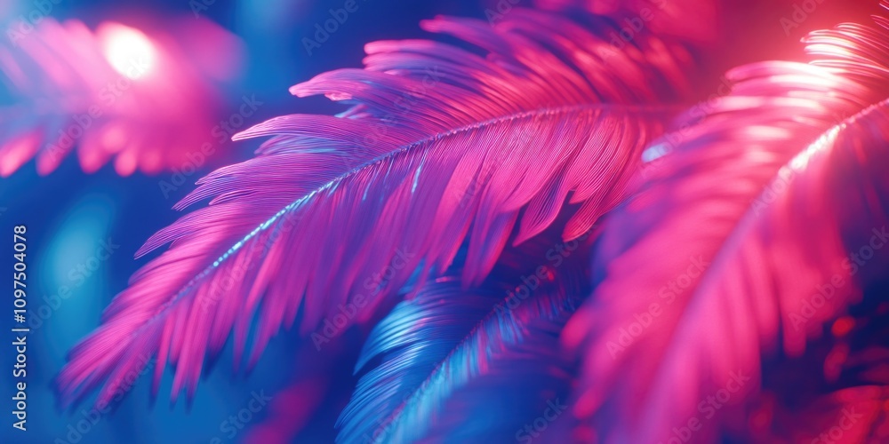 Obraz premium Palm tree with pink leaves