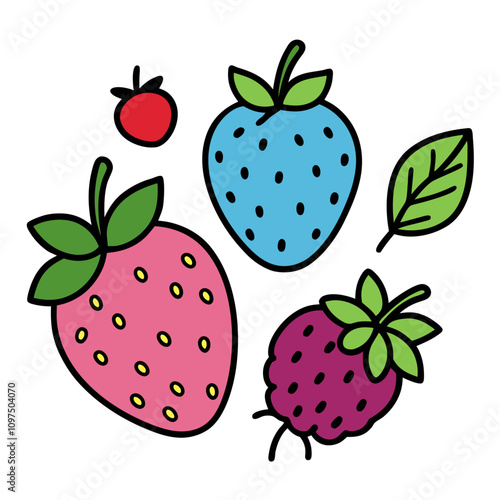 doodle berry set clipart cartoon Illustration drawing