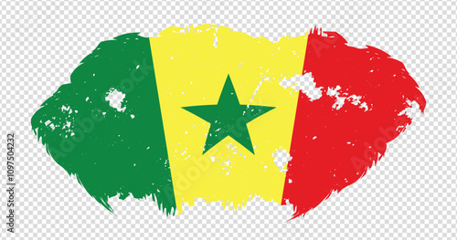 Senegal national flag with distressed stroke brush effect on isolated background