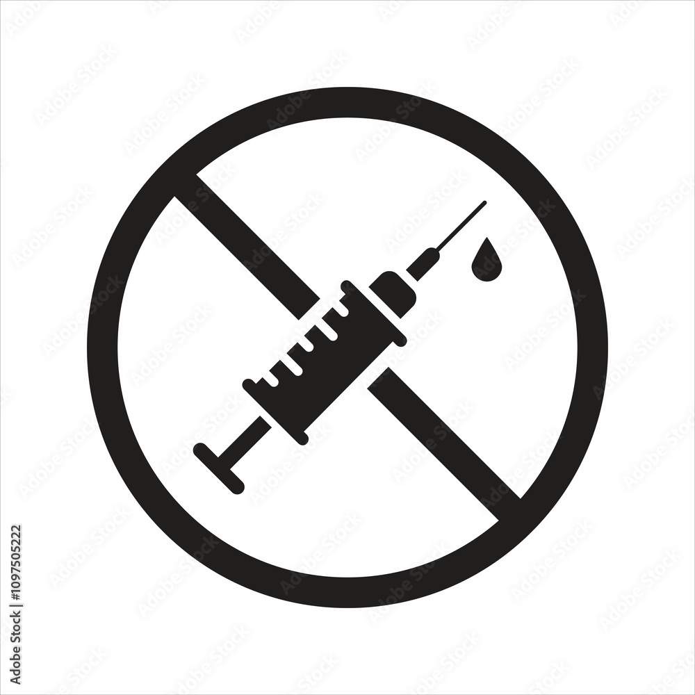 No vaccination sign. No drugs allowed icon No vaccination sign. No drugs allowed icon