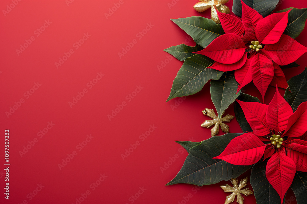 Bright Red Poinsettias with Golden Accents Bright Red Poinsettias with Golden Accents
