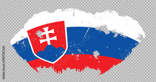 Slovakia national flag with distressed stroke brush effect on isolated background