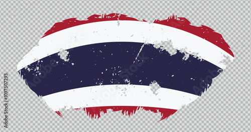 Thailand national flag with distressed stroke brush effect on isolated background