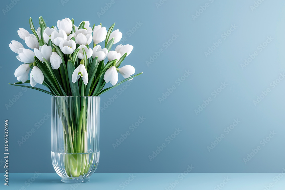 Delicate Snowdrops in a Frosted Crystal Vase Delicate Snowdrops in a Frosted Crystal Vase