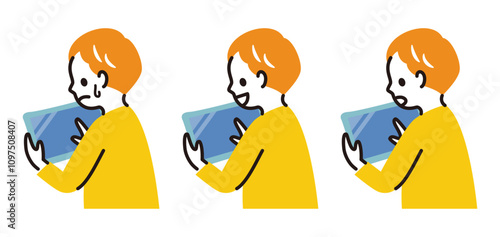 simple illustration of kids using tablet device