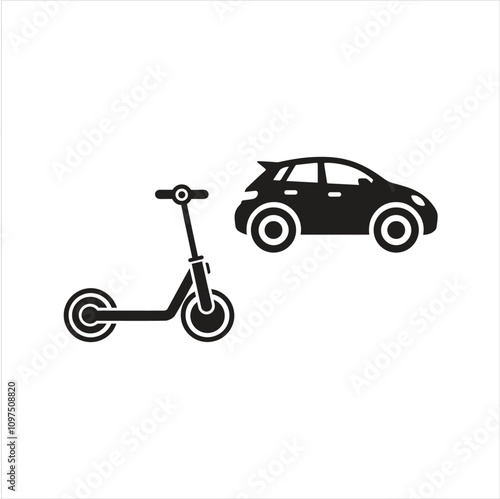 Electric scooter icon. E-scooter on public roads. Kick scooter icon