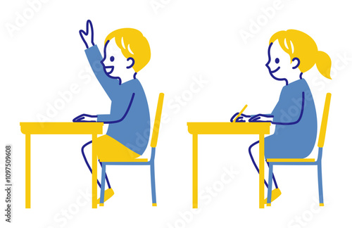 illustration of kids in classroom