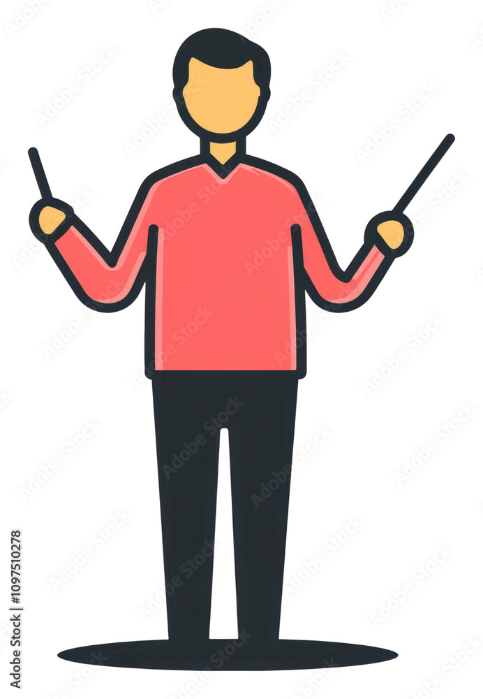 Teacher with pointer stick engaging students in learning activities isolated on transparent background