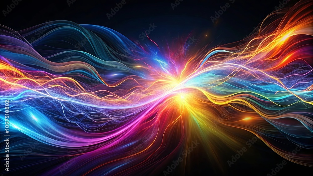 Obraz premium Abstract Vibrant Energy Flow A Symphony of Colorful Waves and Radiant Light