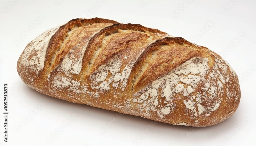 Real Bread Week Rustic artisan bread loaf on white background for culinary design Real Bread Week Rustic artisan bread loaf on white background for culinary design