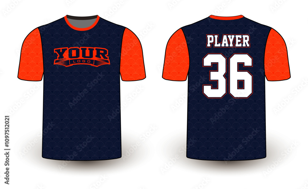 Naklejka premium All sports player jersey design with an elegant edgy and wild look. Sports gear template mockup perfect fit for all sports. The designs that go on casual wear, shirts, fashion apparel, and all kind 
