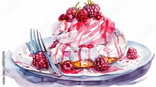 National Baked Alaska Day Fruit pavlova with berries and cream art design for dessert lovers