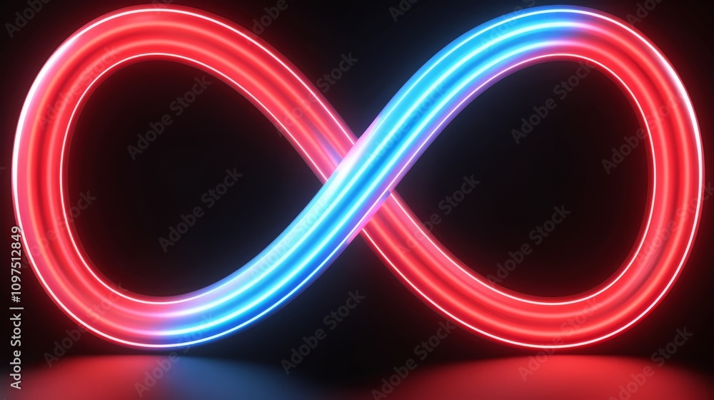 Red and blue neon infinity symbol Red and blue neon infinity symbol
