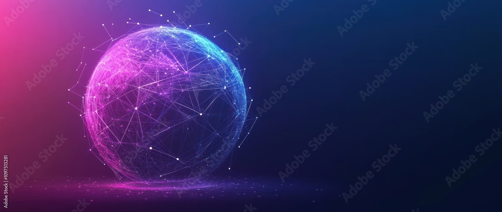 A glowing, abstract globe composed of interconnected lines and nodes against a dark background. A glowing, abstract globe composed of interconnected lines and nodes against a dark background.