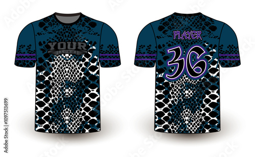 All sports player jersey design with an elegant edgy and wild look. Sports gear template mockup perfect fit for all sports. The designs that go on casual wear, shirts, fashion apparel, and all kind 