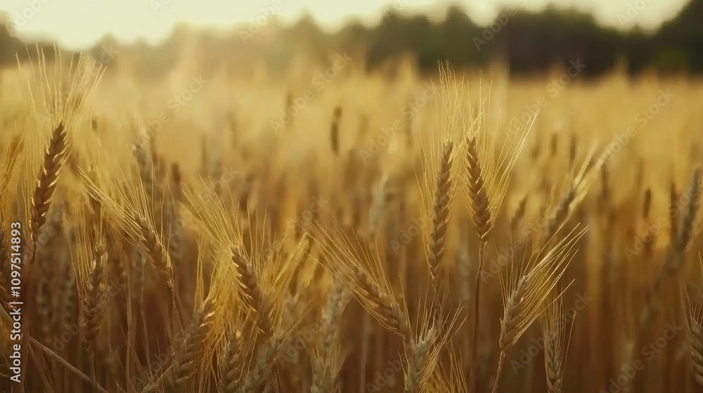 Golden charisma Concept. A serene golden wheat field glows in sunlight, surrounded by trees, capturing the essence of agriculture and natural beauty. Golden charisma Concept. A serene golden wheat field glows in sunlight, surrounded by trees, capturing the essence of agriculture and natural beauty.