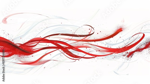 Wallpaper Mural The Red Strokes of the Brush on White Background - A Captivating Display of Color and Movement. The Vivid Red Strokes, with Their Fluid Forms, Standing Out Against the Purity of White. The Brushstroke Torontodigital.ca