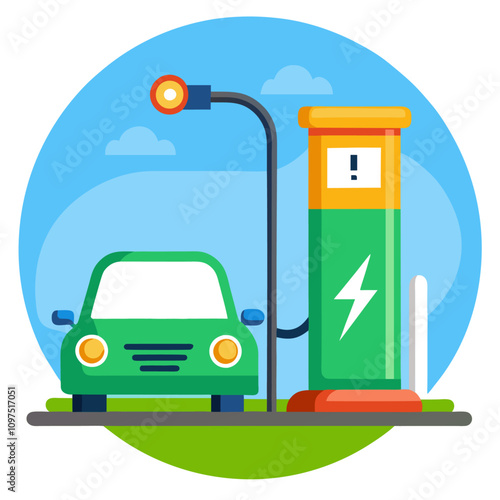 electric car charging station clipart cartoon Illustration drawing
