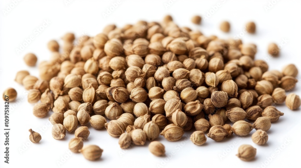 I Hate Coriander Day Coriander seeds on white background for culinary and herbal use I Hate Coriander Day Coriander seeds on white background for culinary and herbal use
