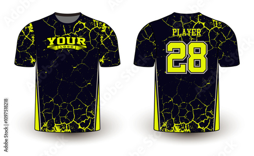 All sports player jersey design with an elegant edgy and wild look. Sports gear template mockup perfect fit for all sports. The designs that go on casual wear, shirts, fashion apparel, and all kind 