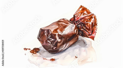 National Tootsie Roll Day Wrapped chocolate truffle illustration for candy packaging design and sweet treat concepts photo